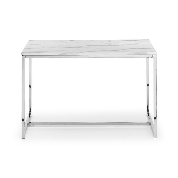Scala Dining Table 1.2m White Marble & Chrome - Julian Bowen  | TJ Hughes