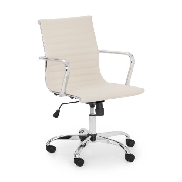 Gio Office Chair Ivory & Chrome - Julian Bowen  | TJ Hughes