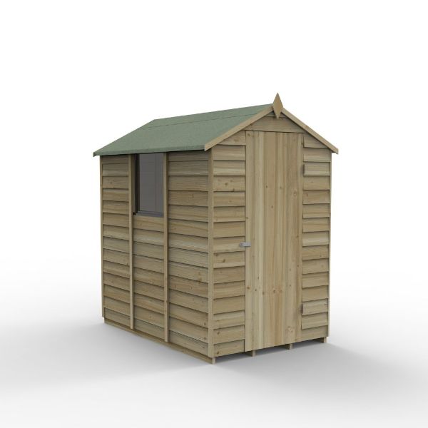 Forest Garden Overlap Pressure Treated 6x4 Apex Shed  | TJ Hughes