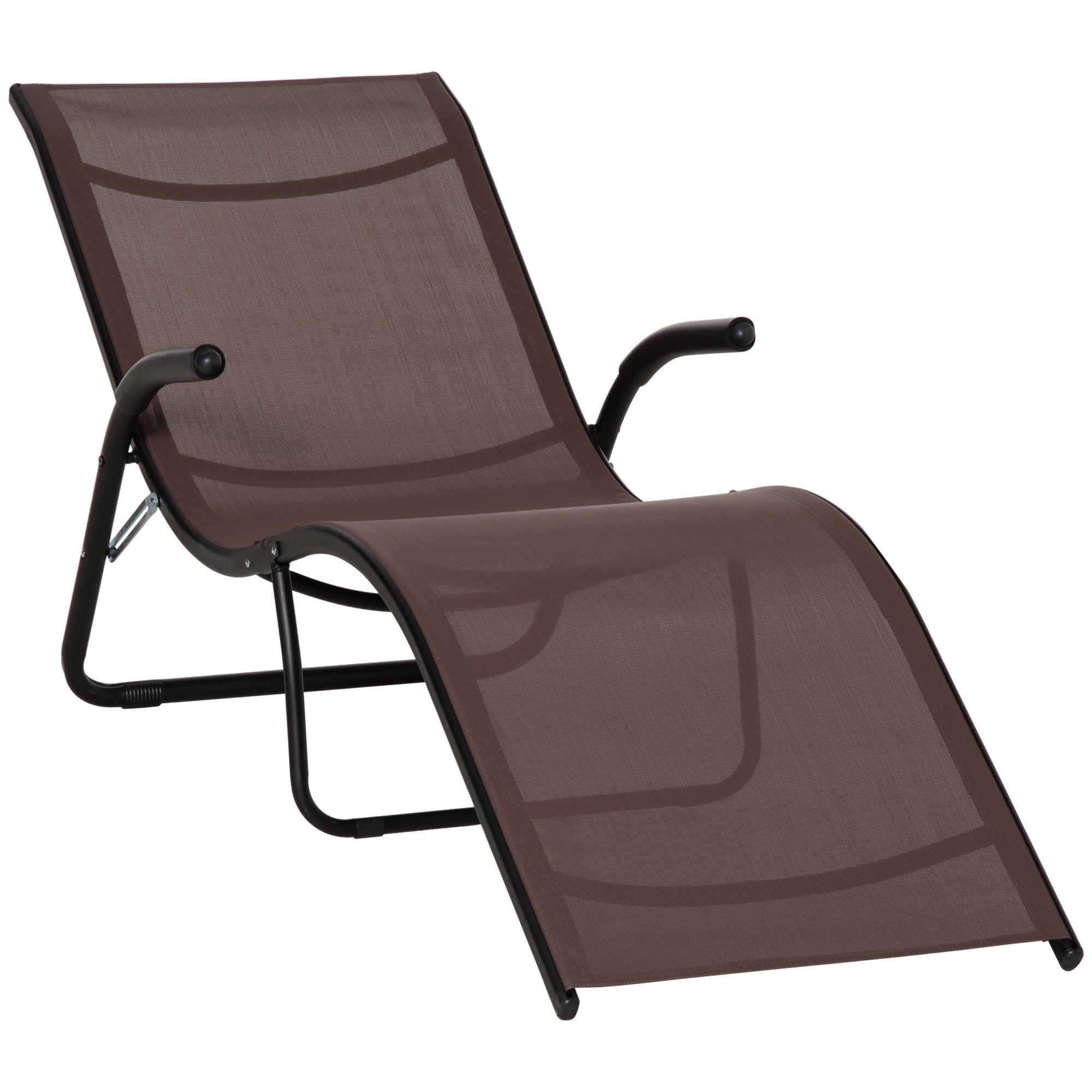 Outsunny Folding Lounge Chair - Outdoor Chaise Lounge for Beach - Poolside - Brown  | TJ Hughes