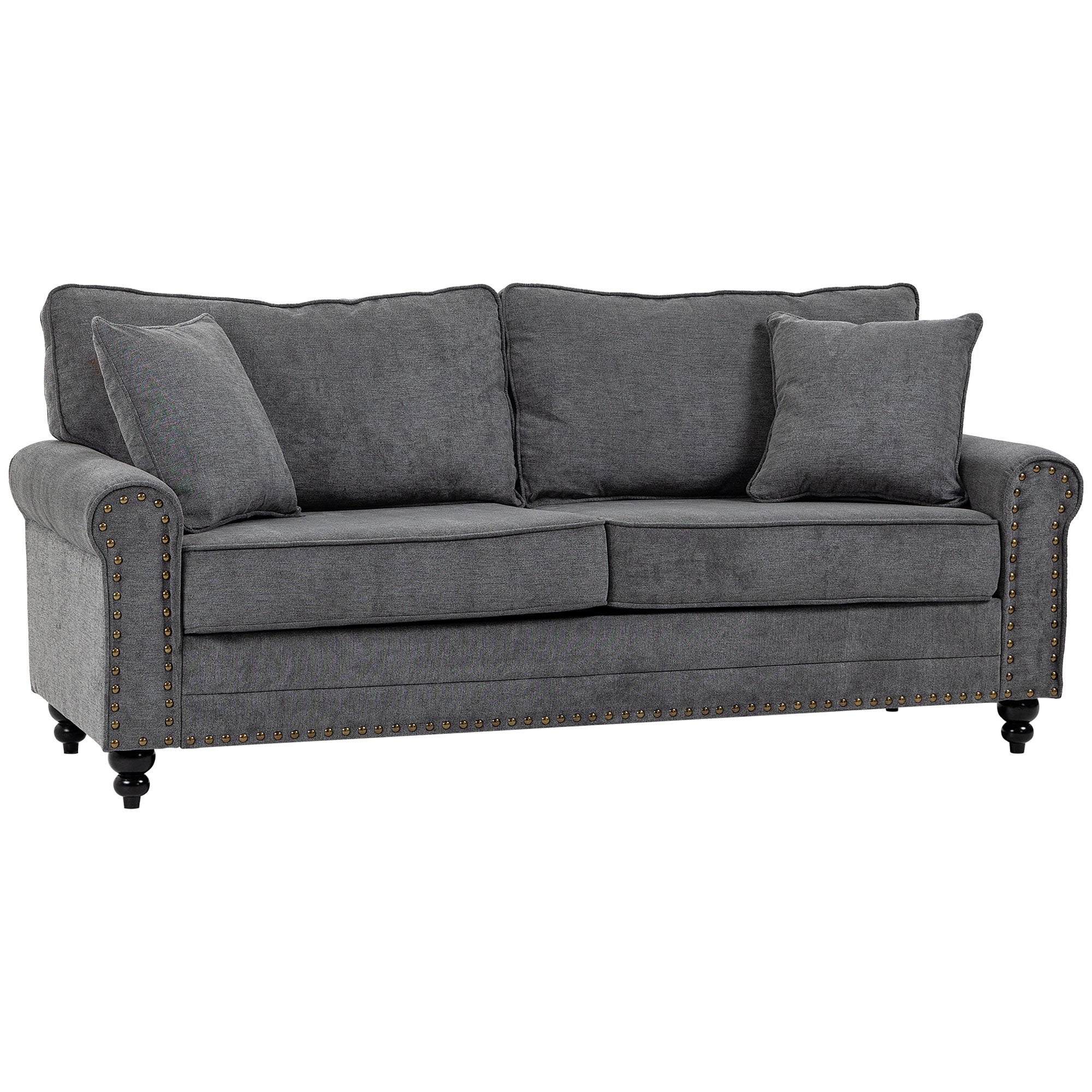 HOMCOM Fabric Sofa 2 Seater Sofa for Living Room Loveseat w/ Throw Pillow Grey  | TJ Hughes