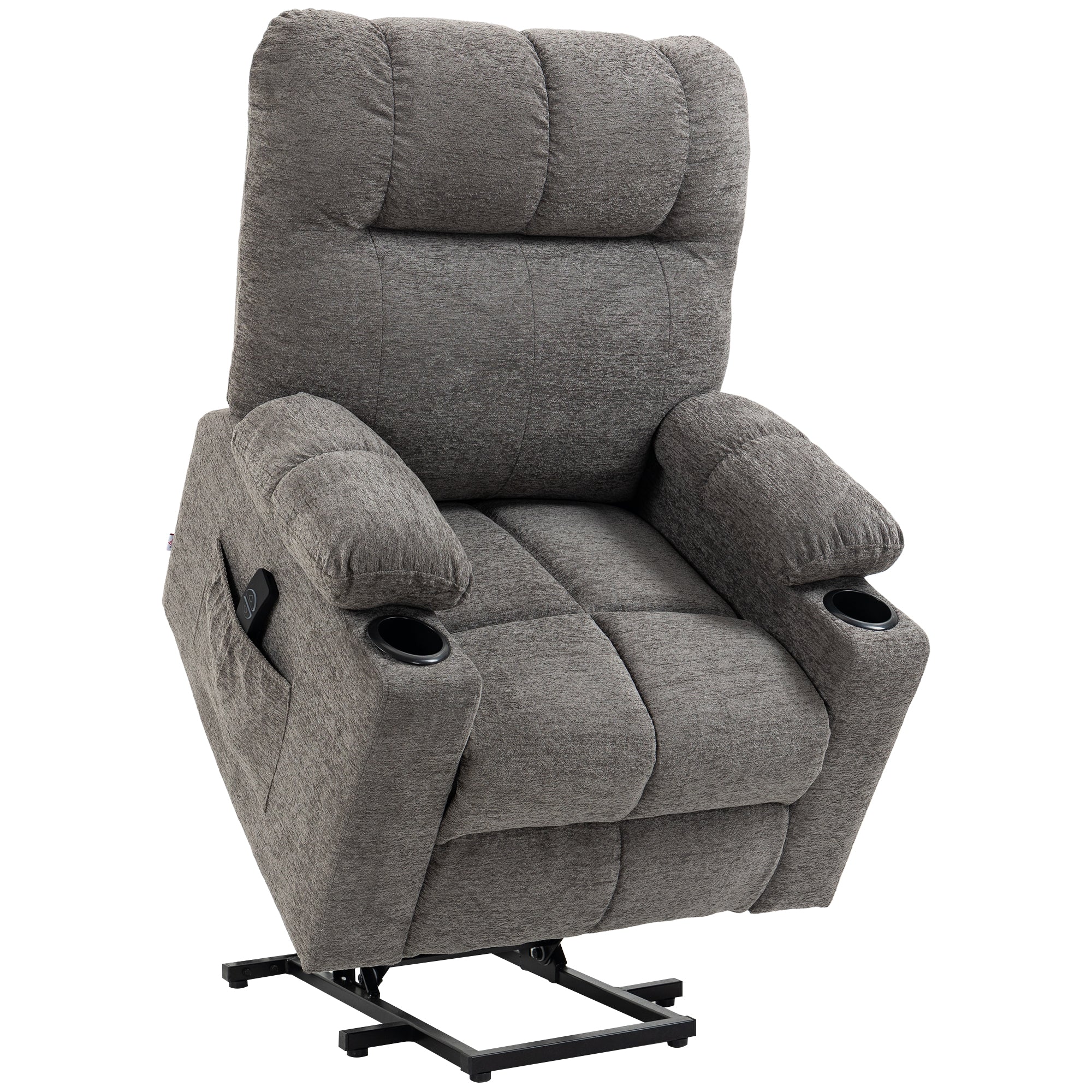 HOMCOM Electric Riser and Recliner Chair for Elderly - Velvet-touch Fabric Power Lift Recliner Chair for Living Room with Remote Control - Side Pocket