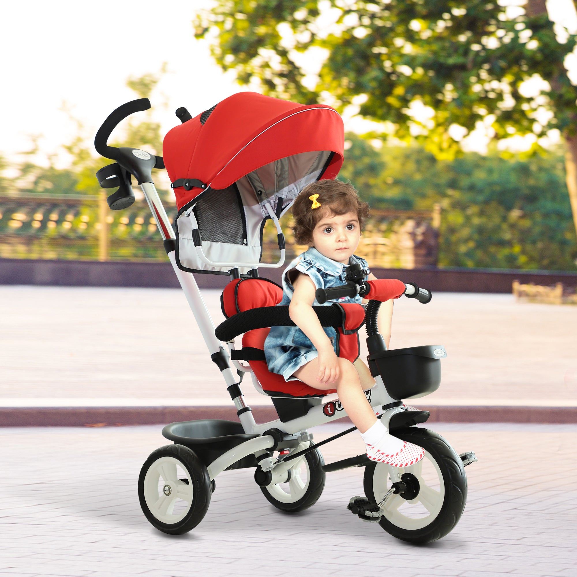 Baby Tricycle Stroller with Handle- Red - HOMCOM  | TJ Hughes