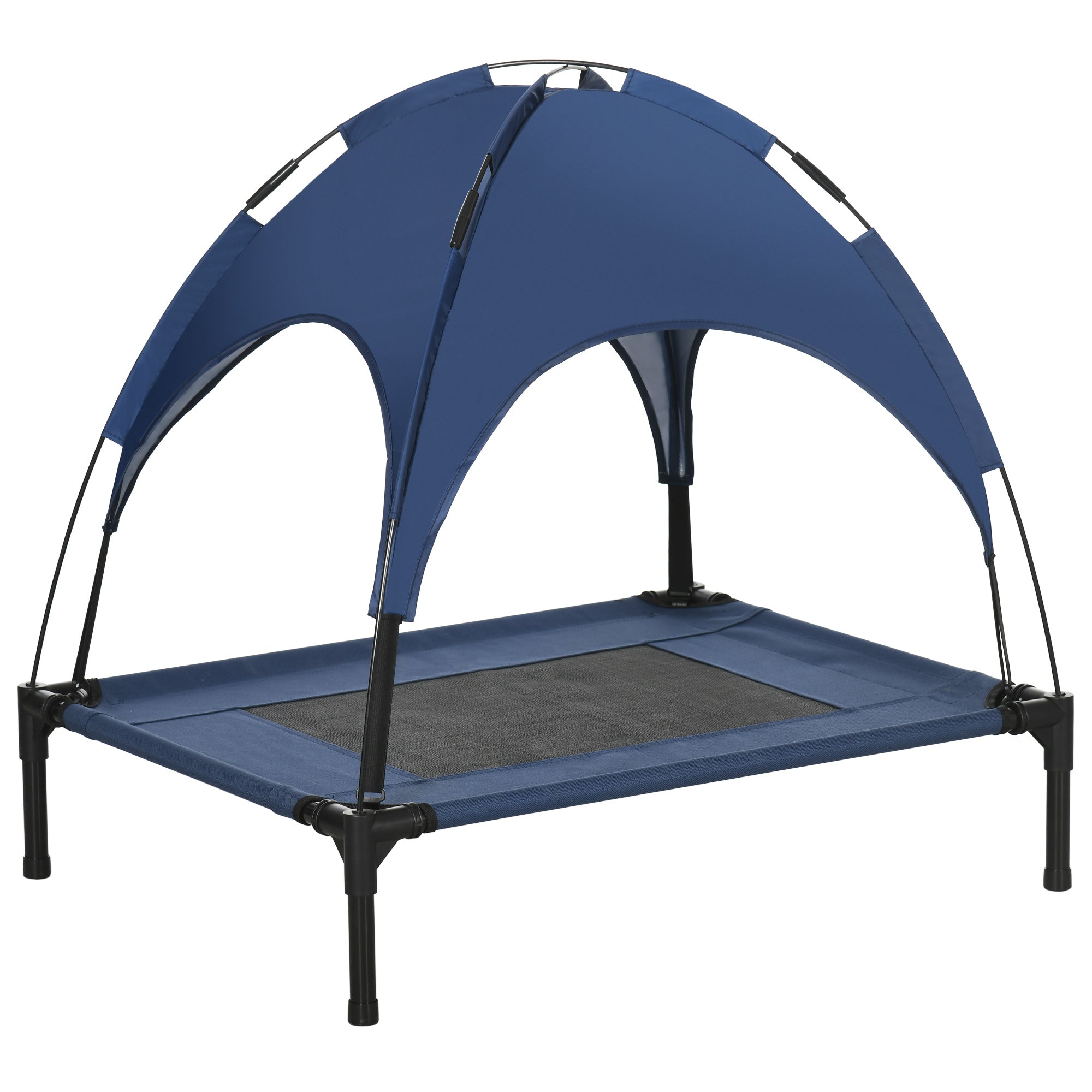 PawHut 76cm Elevated Dog Bed Cooling Raised Pet Cot UV Protection Canopy Blue  | TJ Hughes