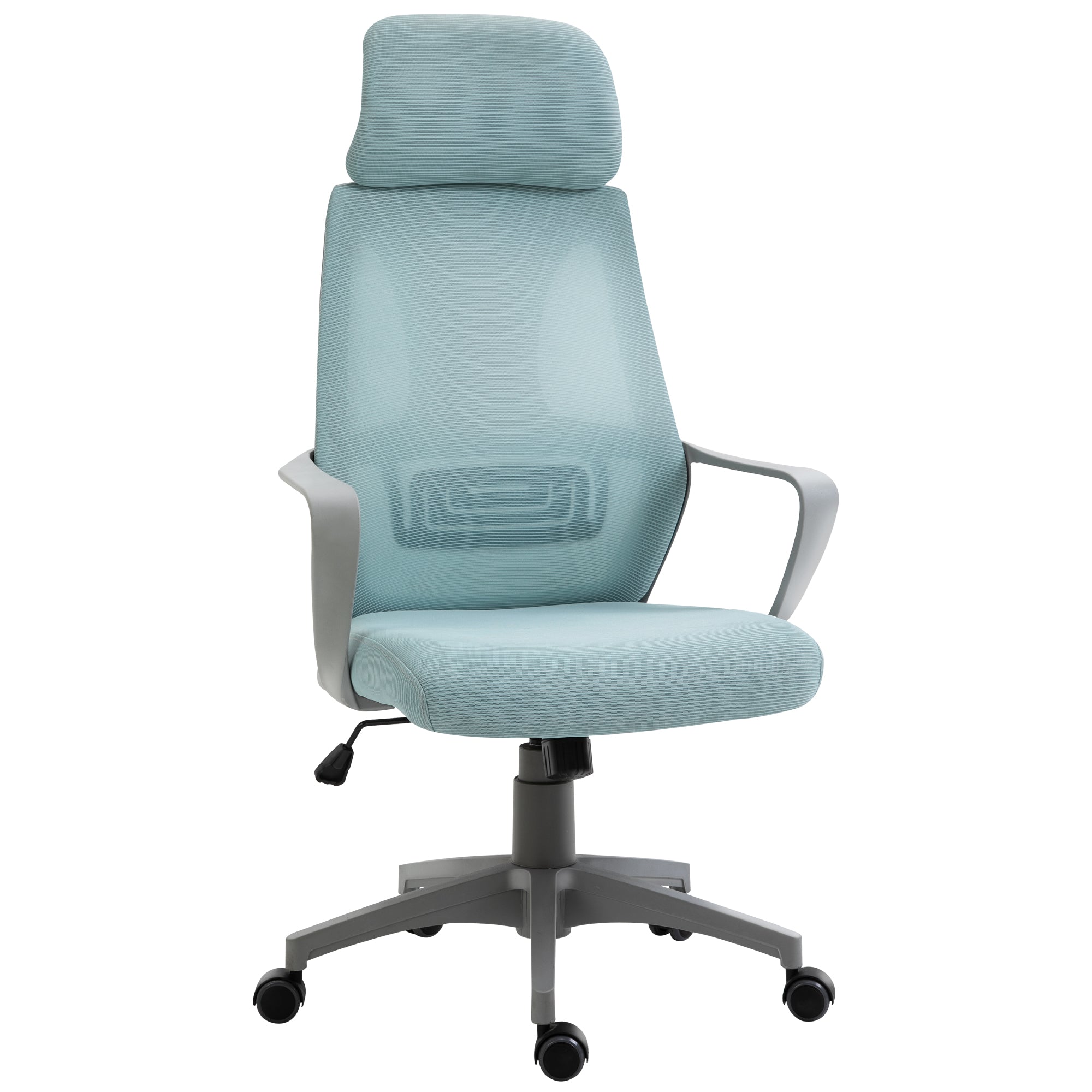 Vinsetto Ergonomic Office Chair - High Back Computer Chair - Mesh Desk Chair with Lumbar Support - Headrest - Wheel - Adjustable Height - Blue  | TJ H