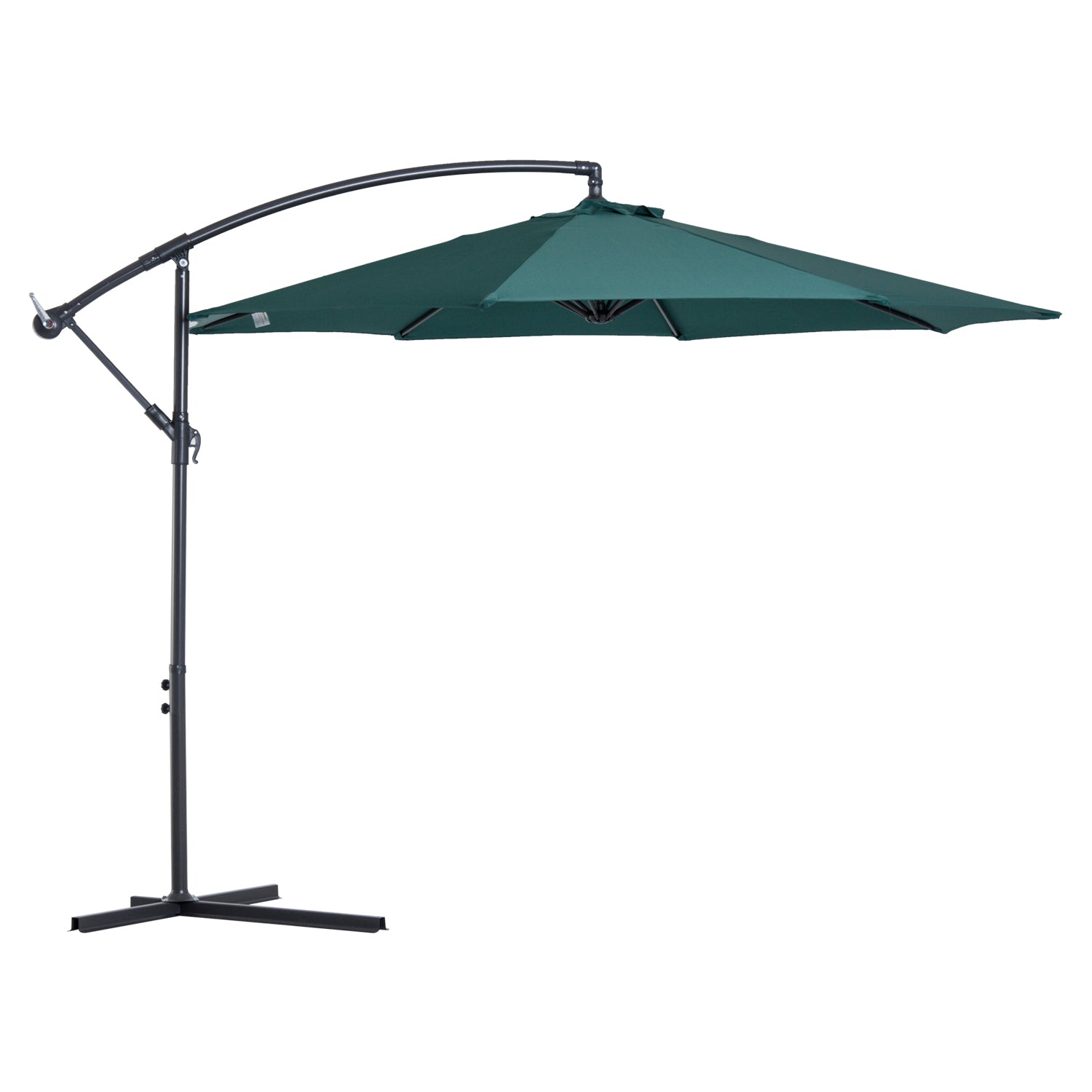 Outsunny 3m Garden Banana Parasol Cantilever Umbrella w/Crank& Base - Dark Green  | TJ Hughes
