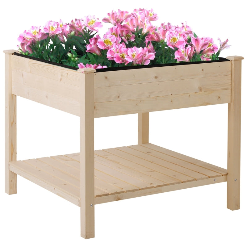 Outsunny Elevated Fir Wood Plant Box 91Lx91Wx81H cm - Oasis Outdoor  | TJ Hughes