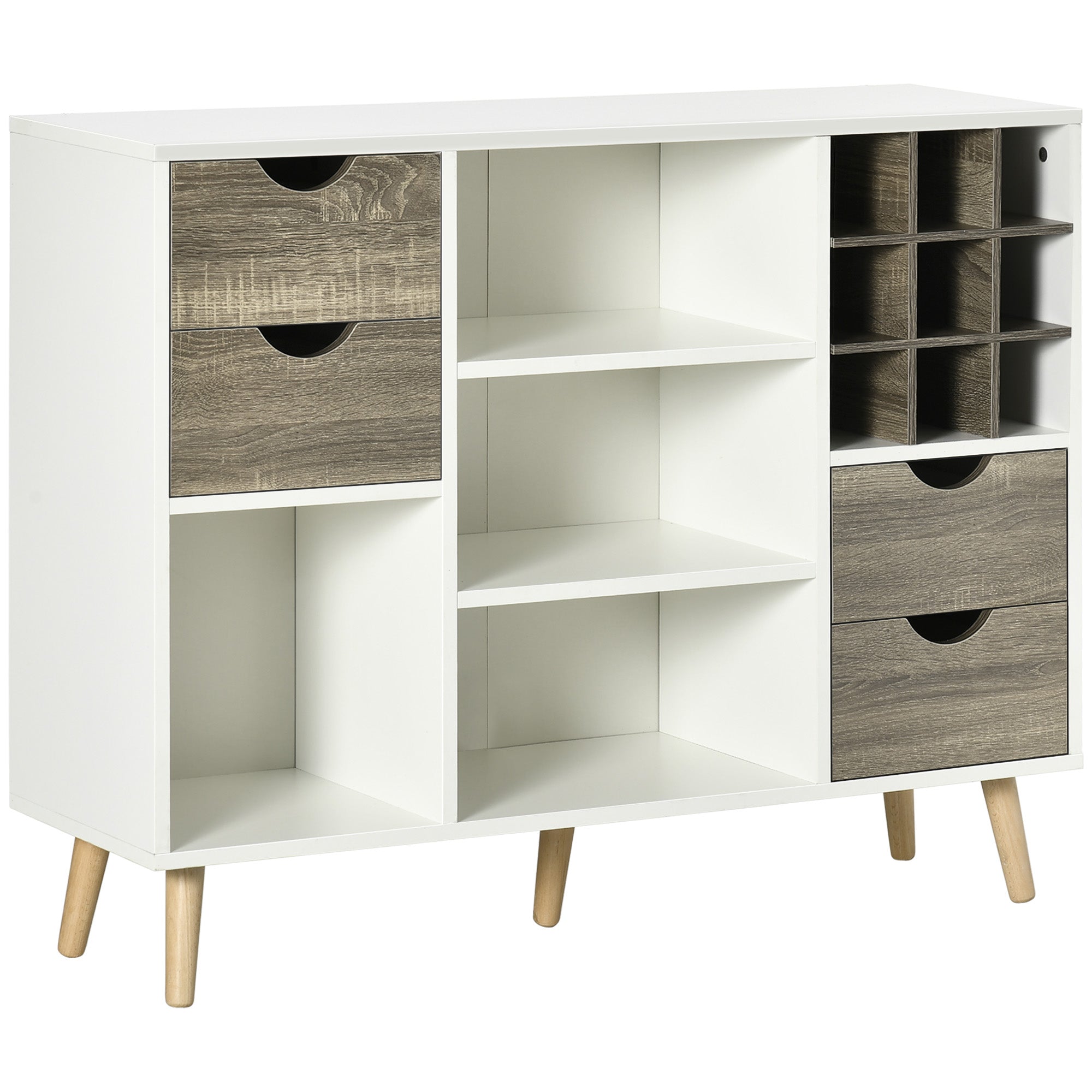 HOMCOM Kitchen Sideboard Storage Cabinet with Removable Wine Holder - Grey  | TJ Hughes