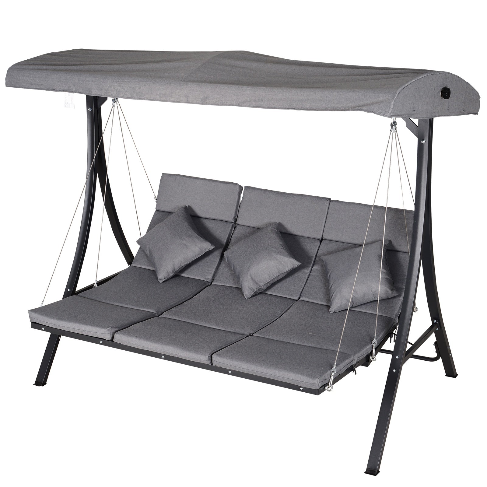Outsunny 3 Seater Swing Bench - Grey  | TJ Hughes