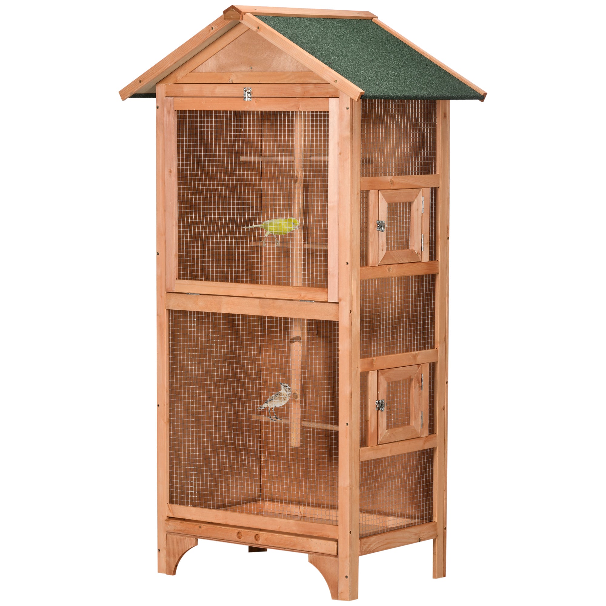 PawHut Wooden Bird Aviary - Outdoor Bird Cage for Finch - Canary w/ Tray - Orange  | TJ Hughes
