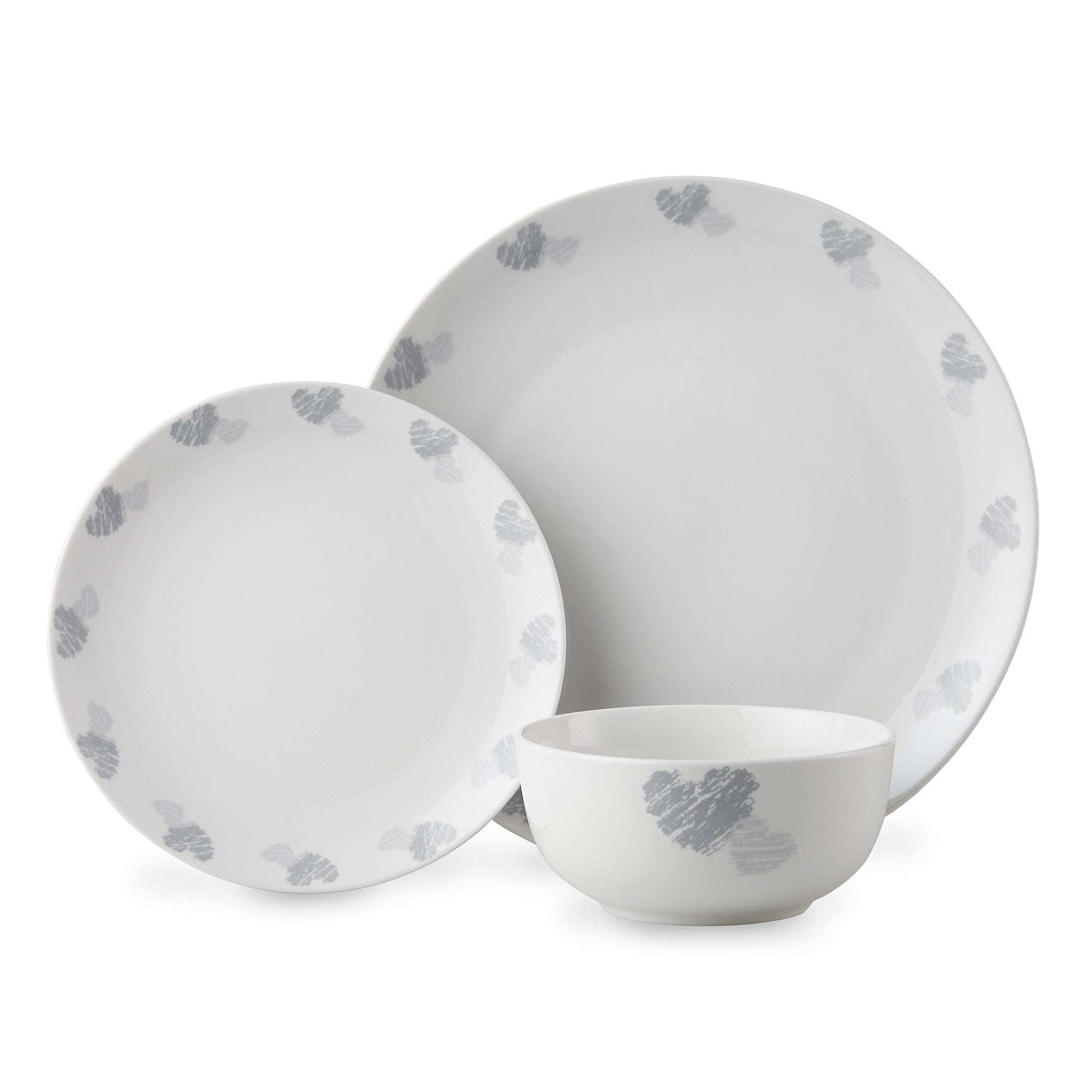 Lewis’s 12 Piece Dinner Set - Hearts  | TJ Hughes White