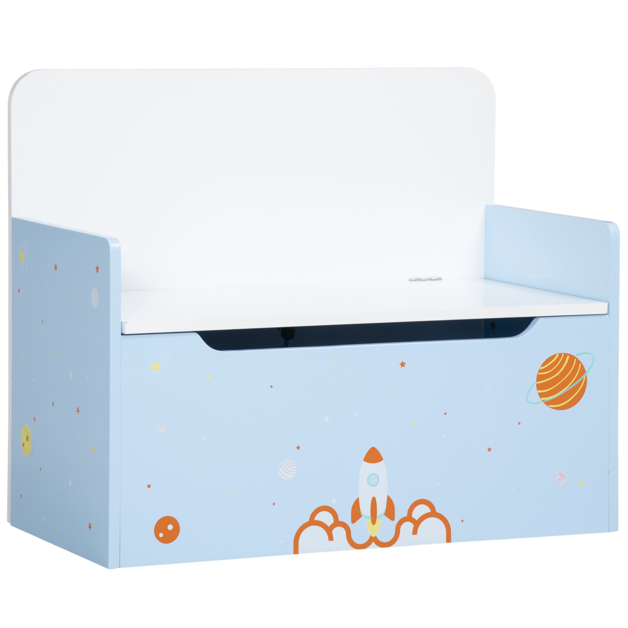 ZONEKIZ 2 In 1 Wooden Kids Storage Bench - Toy Box w/ Safety Rod - Blue  | TJ Hughes