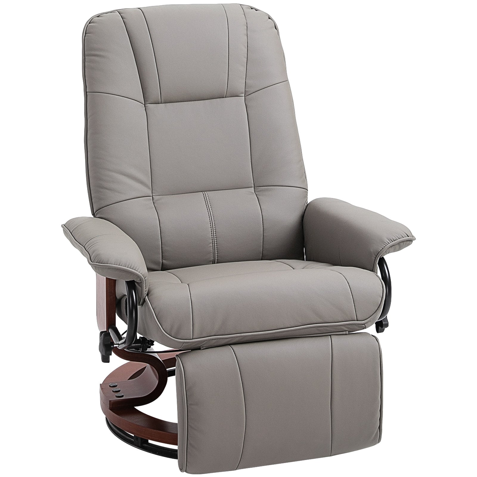 HOMCOM Ergonomic Office Recliner Sofa Chair PU Leather Armchair Lounger Grey  | TJ Hughes
