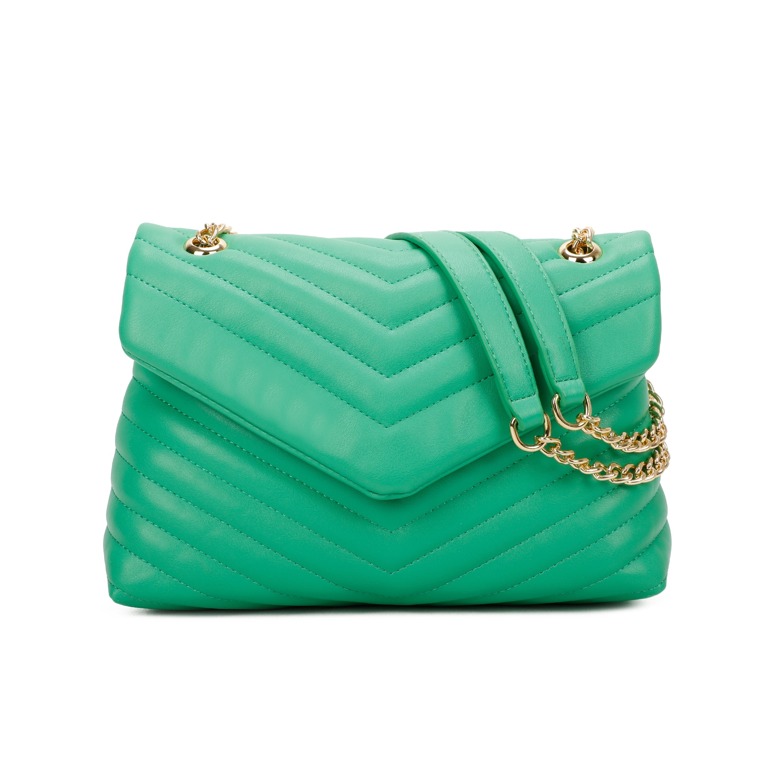 Quilted Shoulder Bag - Green - TJ Hughes