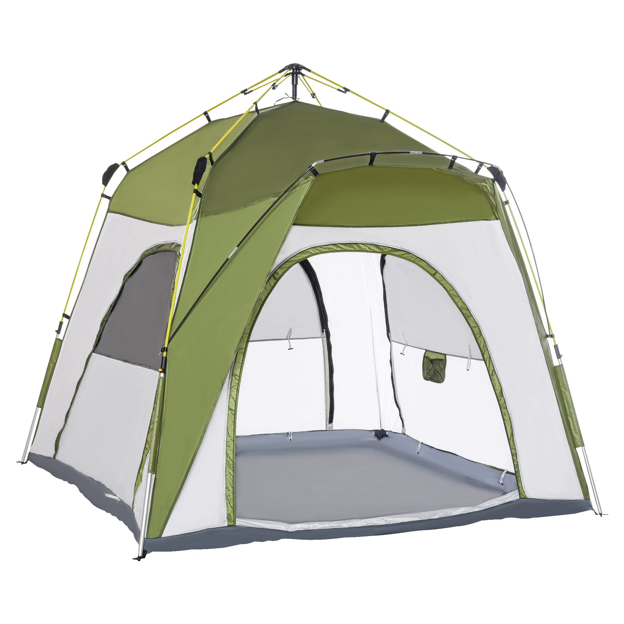 Outsunny Four Man Pop Up Tent Automatic Camping Backpacking Dome Shelter - Green  | TJ Hughes