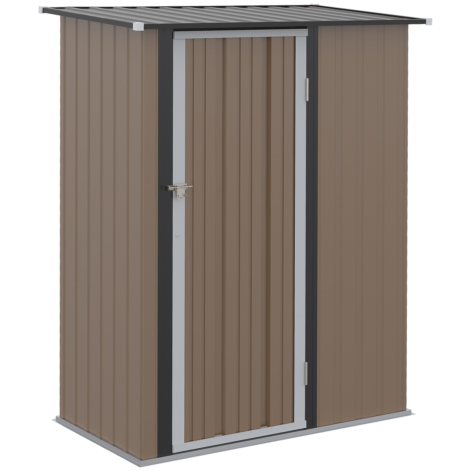 Outsunny Outdoor Storage Shed Steel Garden Shed with Lockable Door Brown  | TJ Hughes