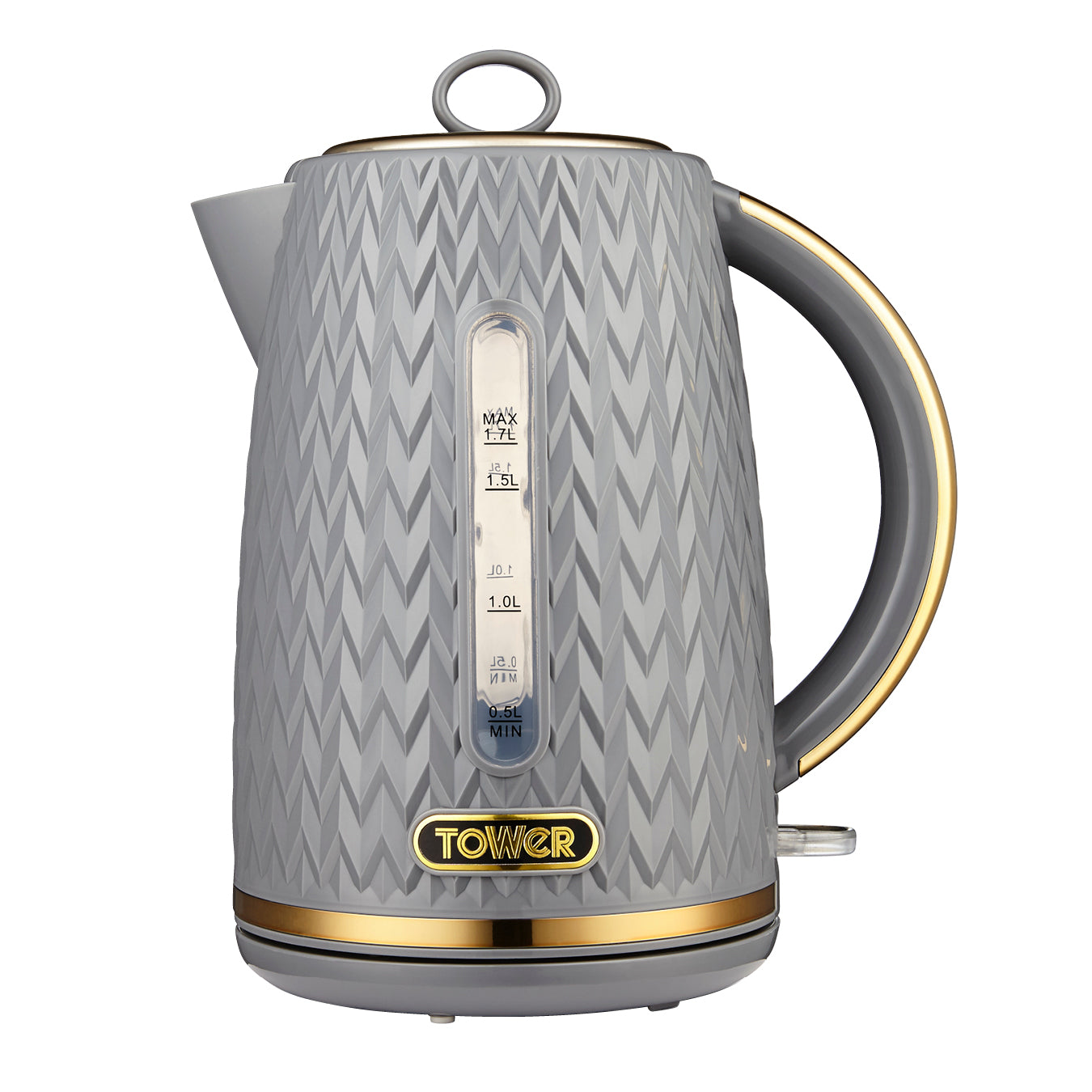 Tower Empire 3KW 1.7L Kettle with Brass Accents - Grey  | TJ Hughes