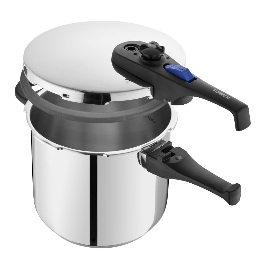 Tower Express 7 Litre Stainless Steel Pressure Cooker 22cm - Silver  | TJ Hughes
