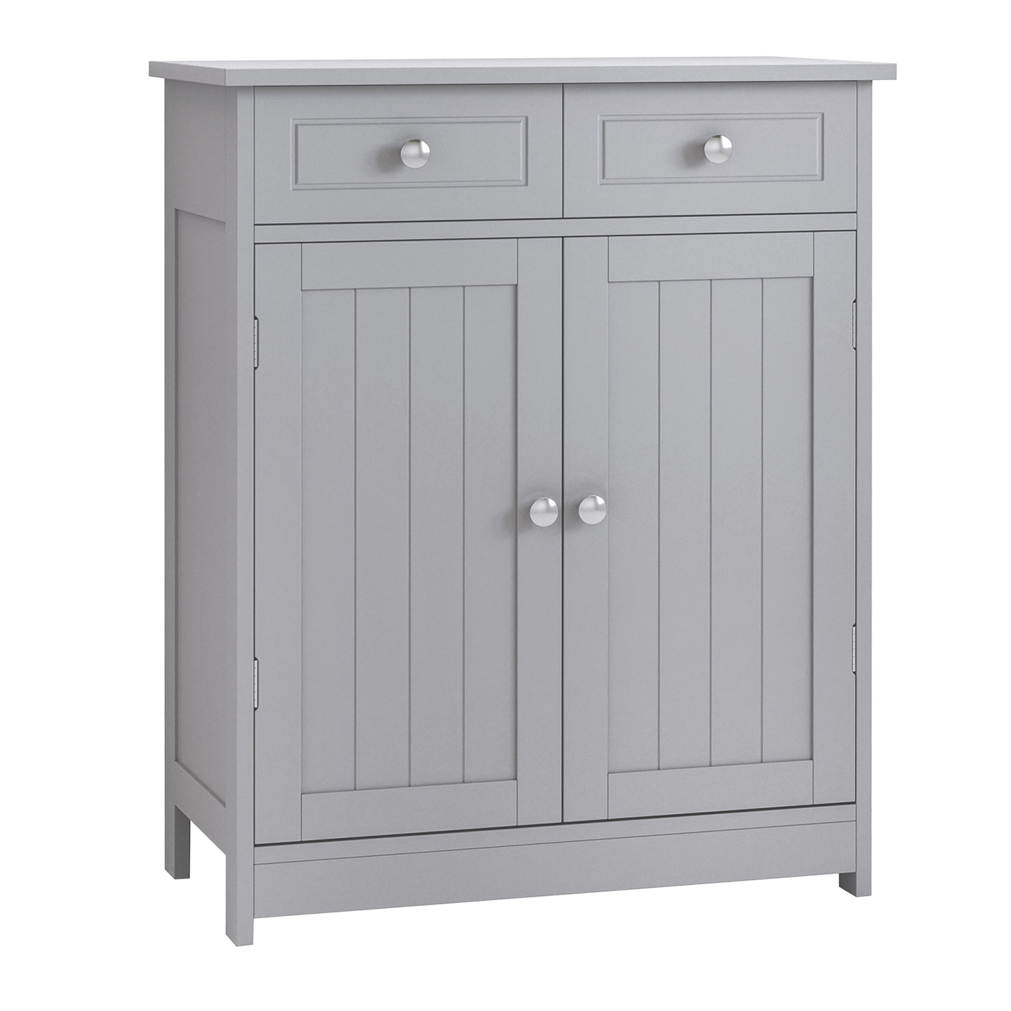 kleankin Bathroom Floor Storage Cabinet w/ 2 Drawers Door Cupboard Grey  | TJ Hughes