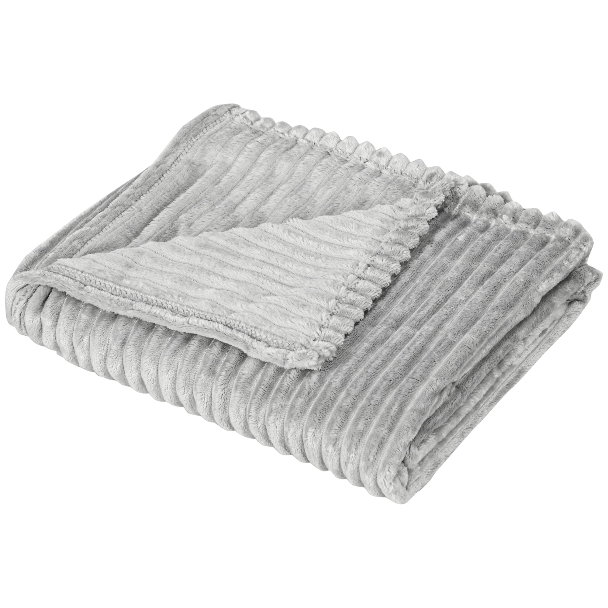 HOMCOM Flannel Fleece Blanket Single Size Throw Blanket for Bed 152x127cm Grey  | TJ Hughes