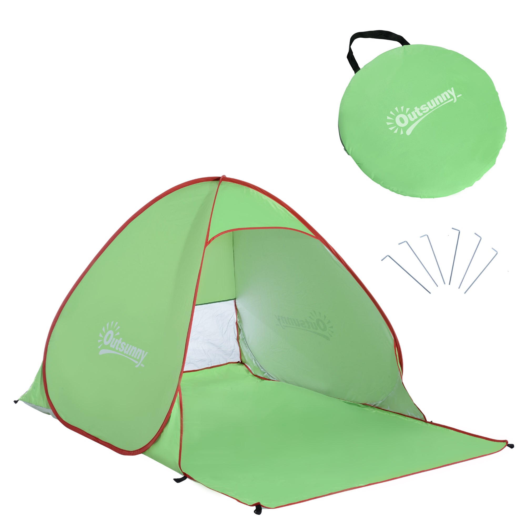 Outsunny 2-3 Person Pop up Tent Instant Camping Tent Sun Shade Shelter - Green  | TJ Hughes