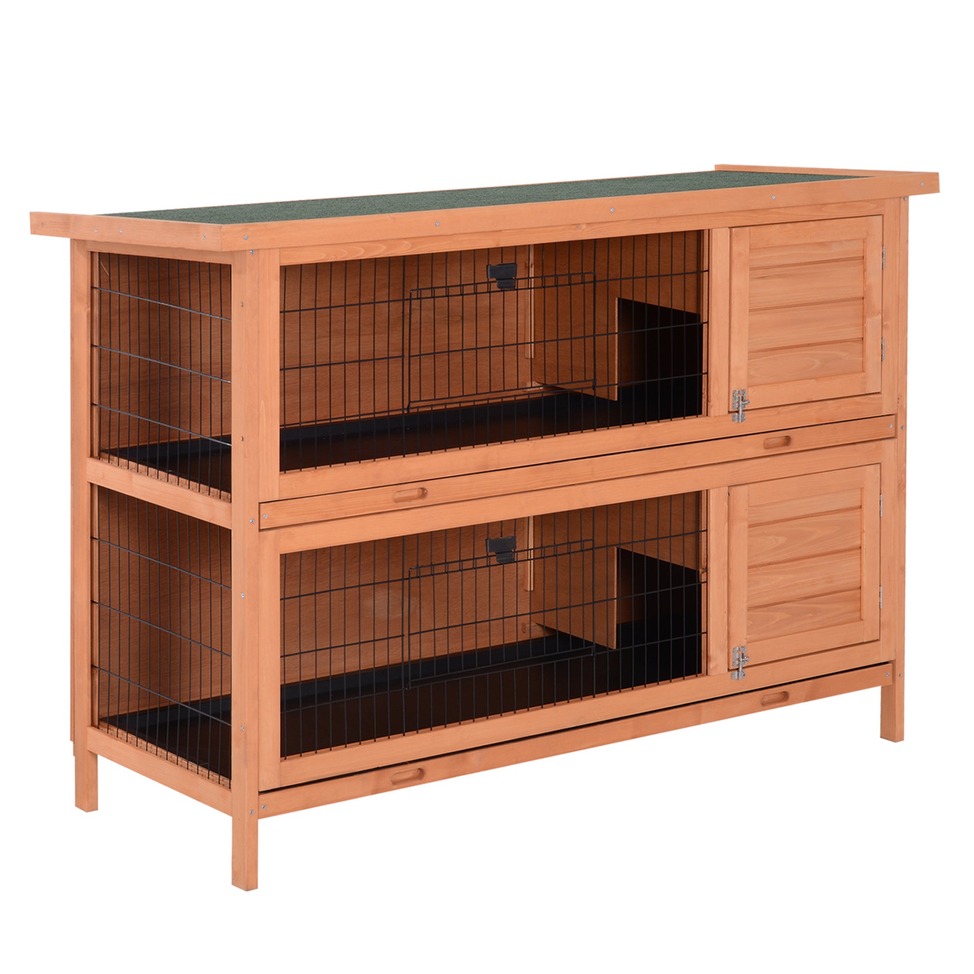 PawHut 54 Inch Large Rabbit Hutch Guinea Pig Hutches with Sliding Trays Outdoor  | TJ Hughes