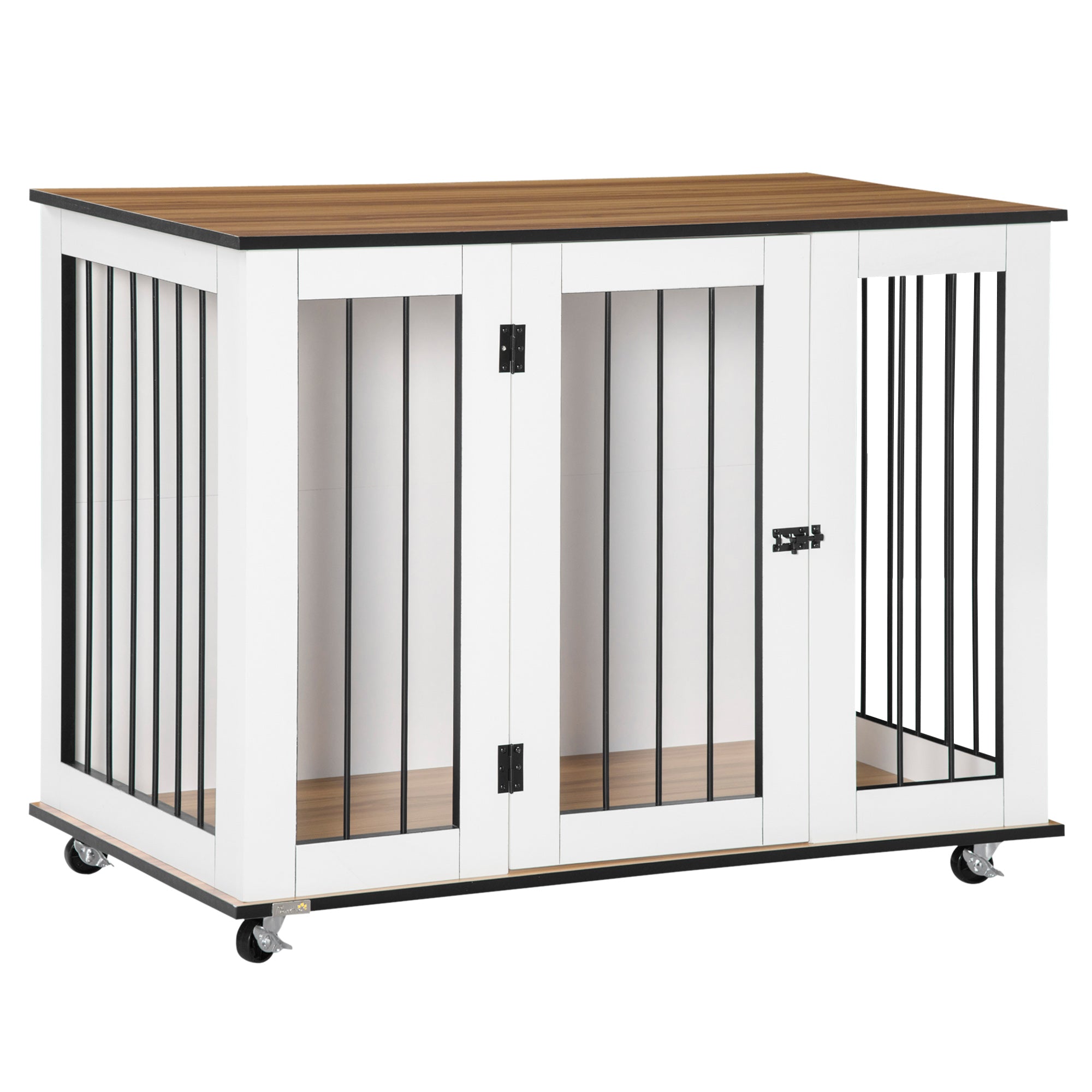 PawHut Dog Crate Furniture End Table w/ Lockable Door - for Large Dogs - White  | TJ Hughes