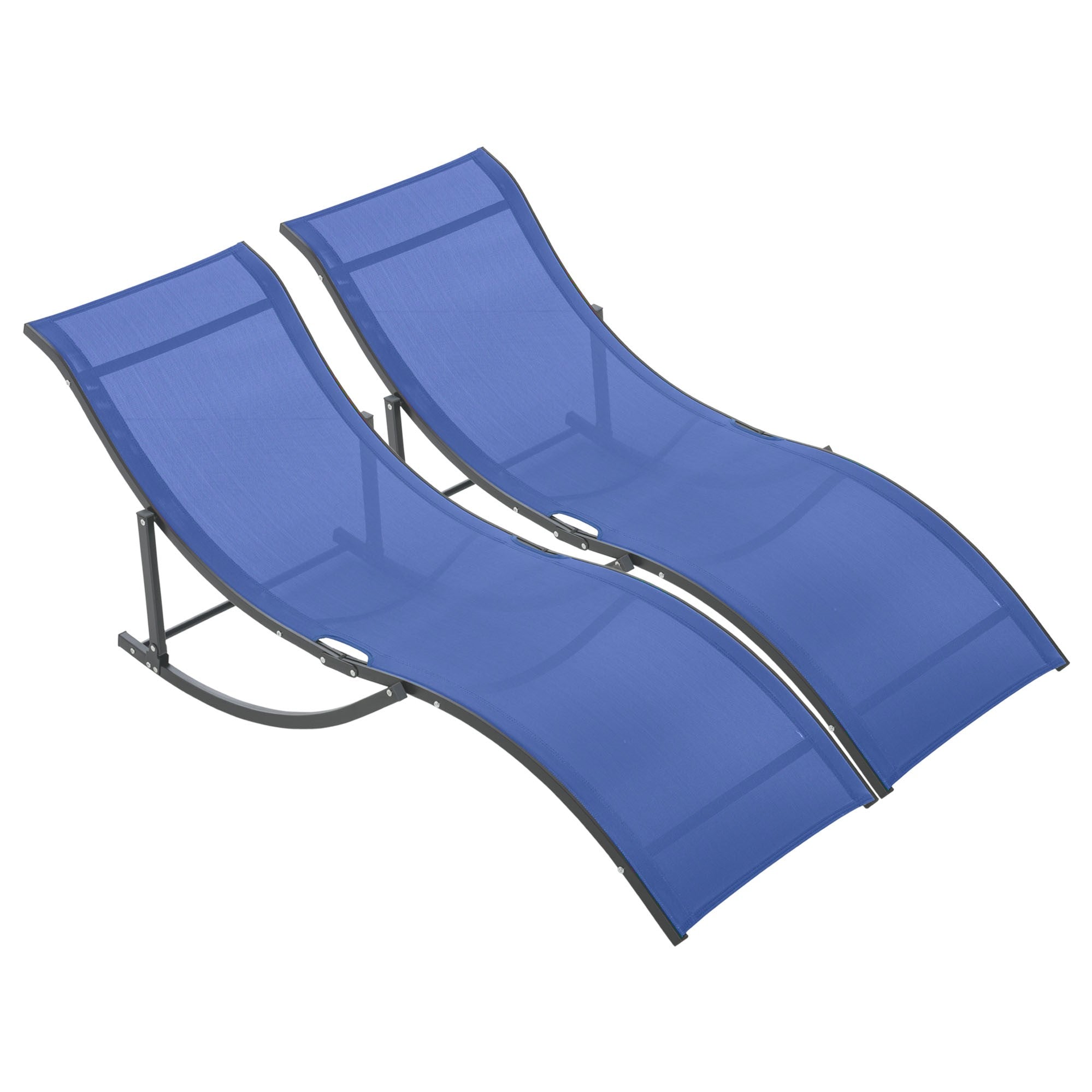 Outsunny Set of 2 Zero Gravity Lounge Chair Recliners Sun Lounger Navy Blue  | TJ Hughes