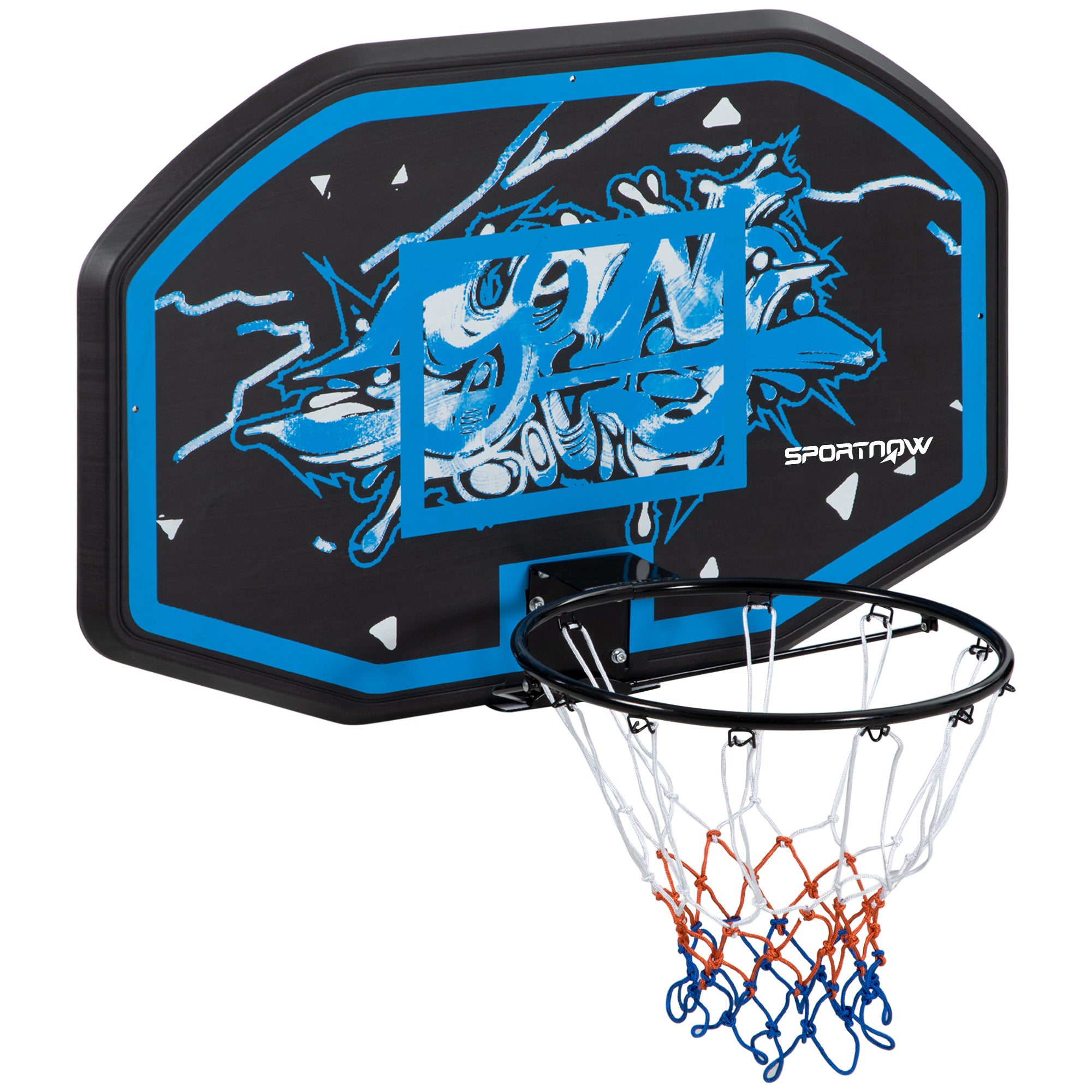 SPORTNOW Wall Mounted Basketball Hoop - Mini Basketball Hoop and Net - Blue  | TJ Hughes