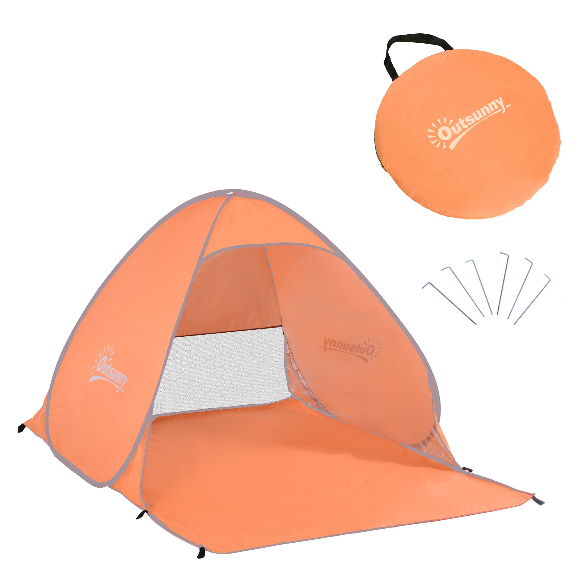 Outsunny 2-3 Person Pop up Tent Instant Camping Tent Sun Shade Shelter - Orange  | TJ Hughes