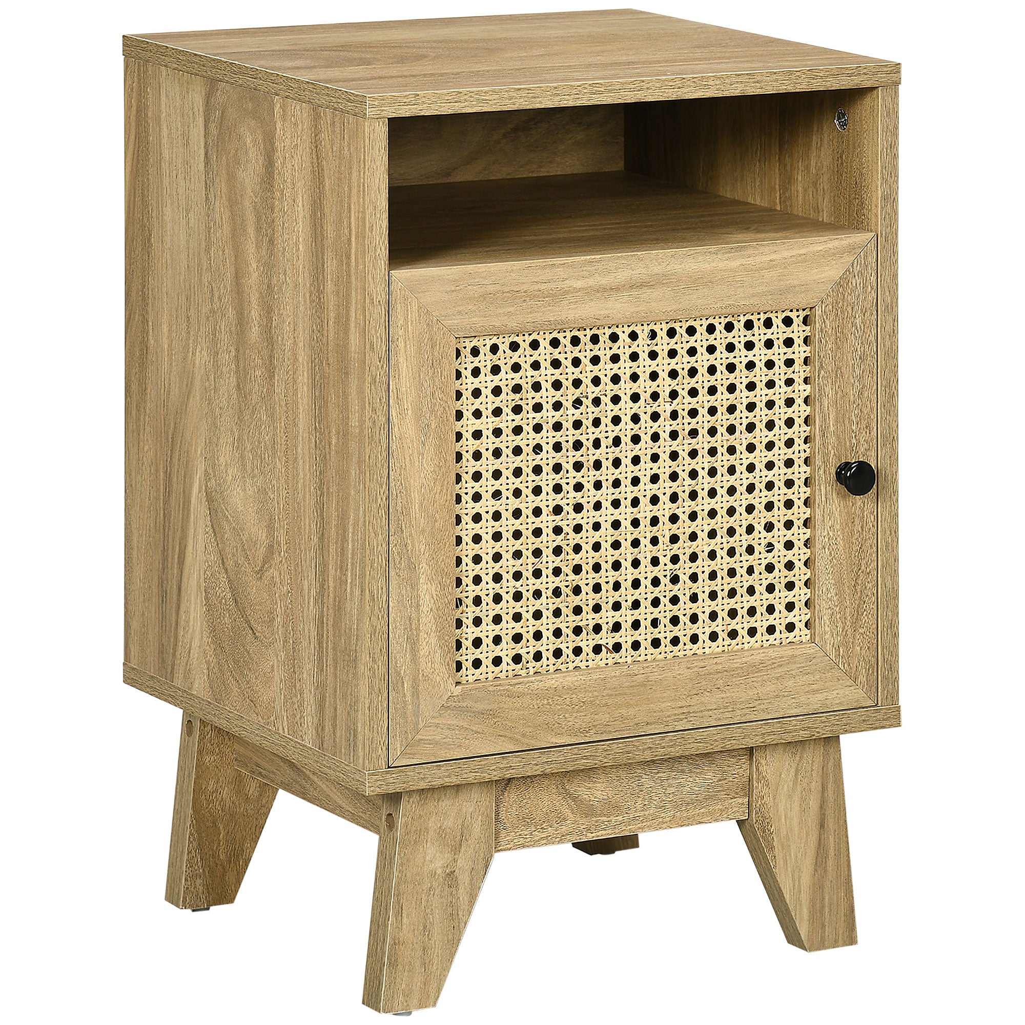 HOMCOM Nightstand - Rattan Bedside Table - Sofa Side Table w/ Drawer and Shelf  | TJ Hughes