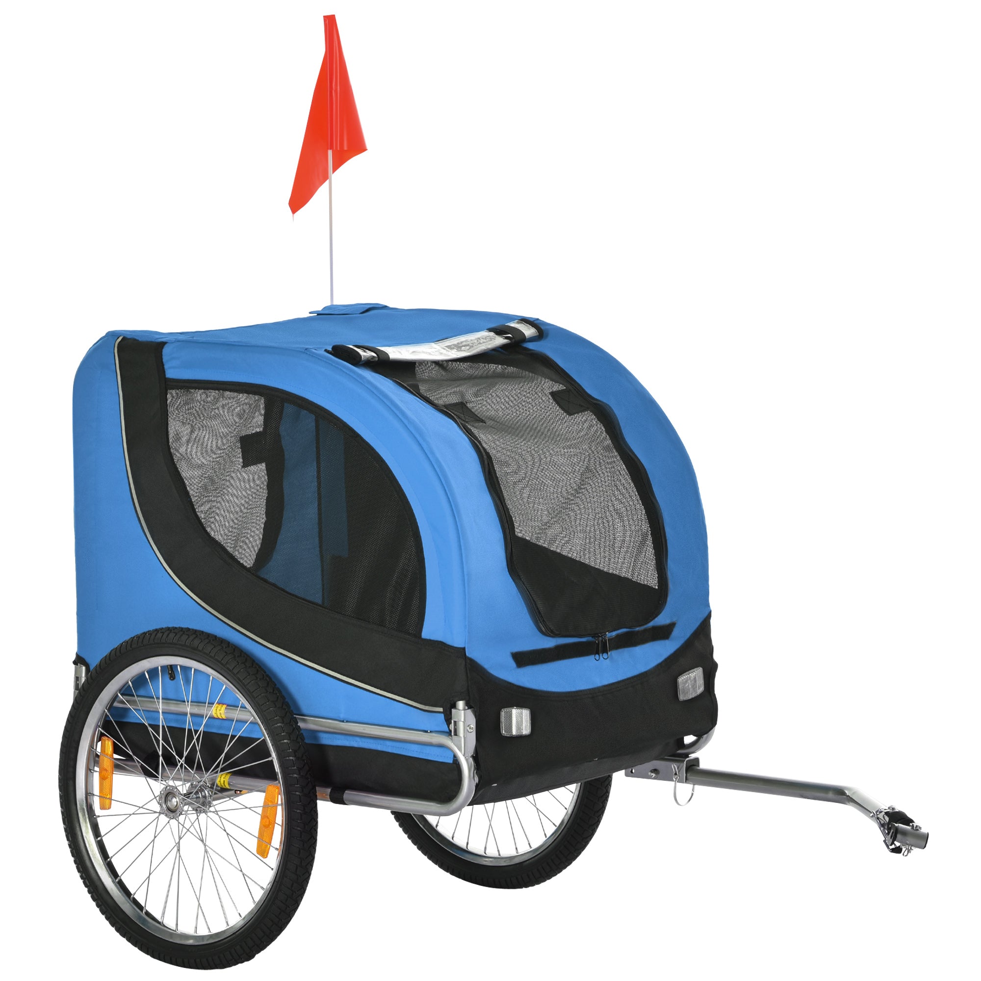 PawHut Dog Bike Trailer Pet Cart Bike Carrier Travel with Hitch Coupler Blue  | TJ Hughes