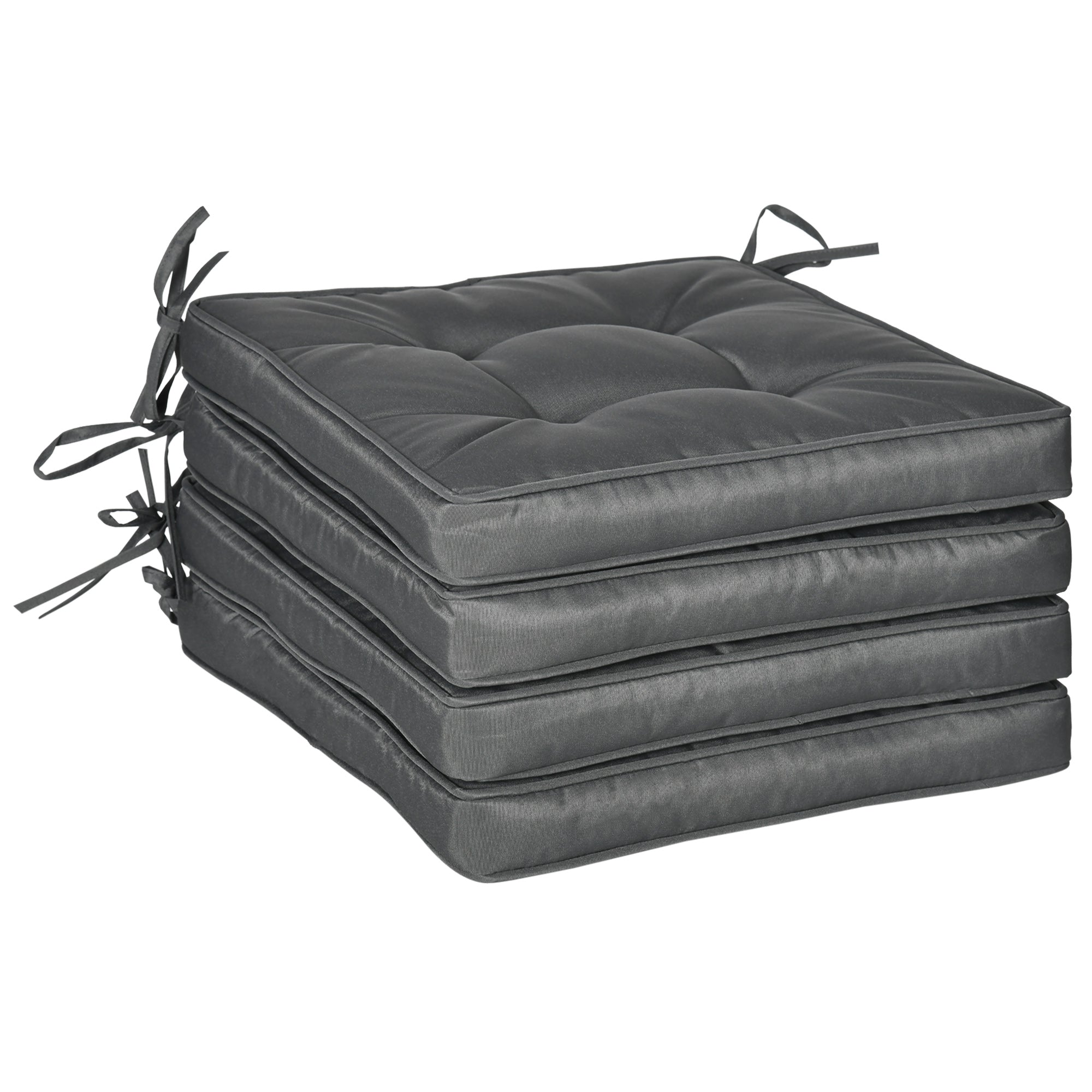 Outsunny 42 x 42cm Replacement Garden Seat Cushion Pad with Ties - Grey  | TJ Hughes