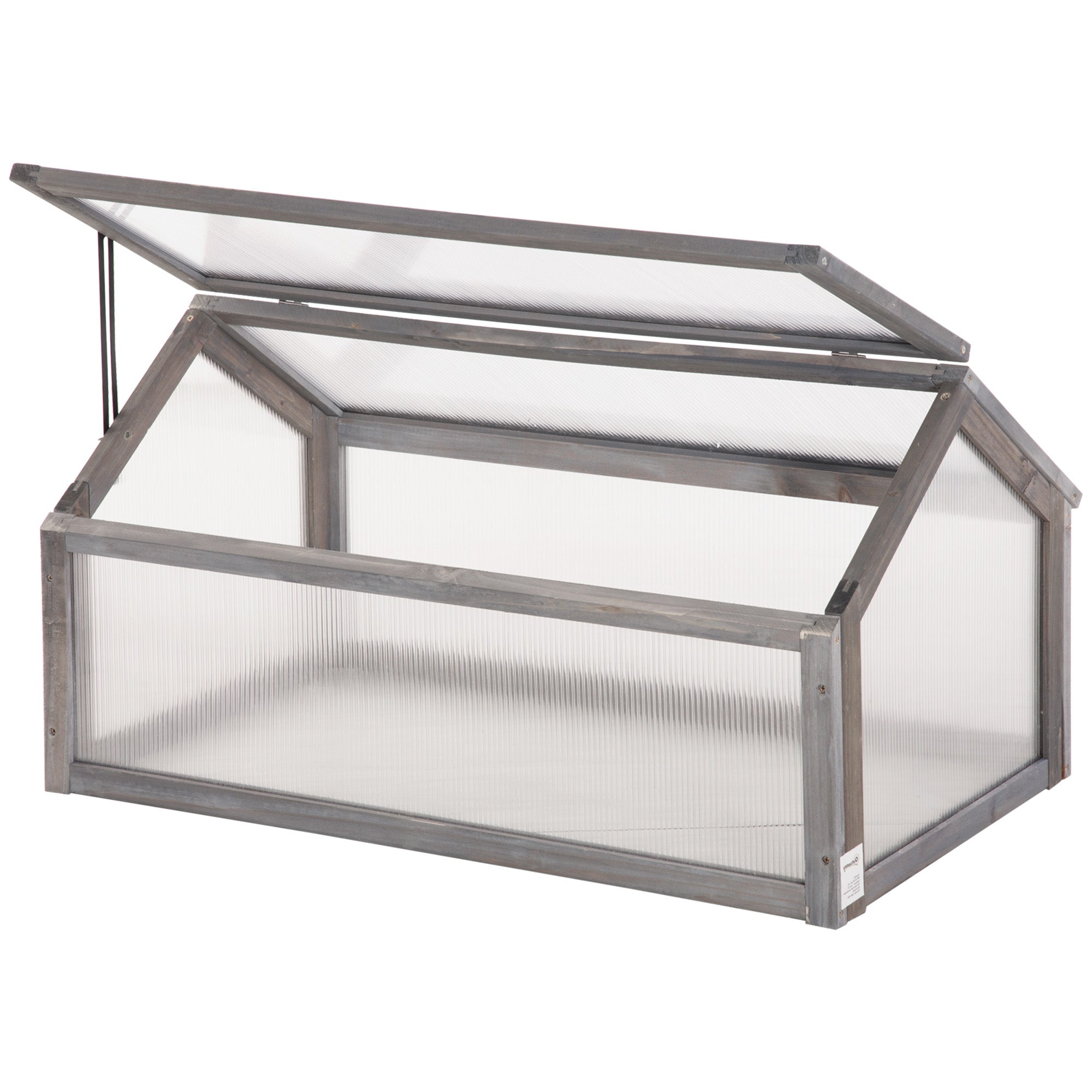Outsunny Wooden Cold Frame Greenhouse Garden Polycarbonate Grow House - Grey  | TJ Hughes