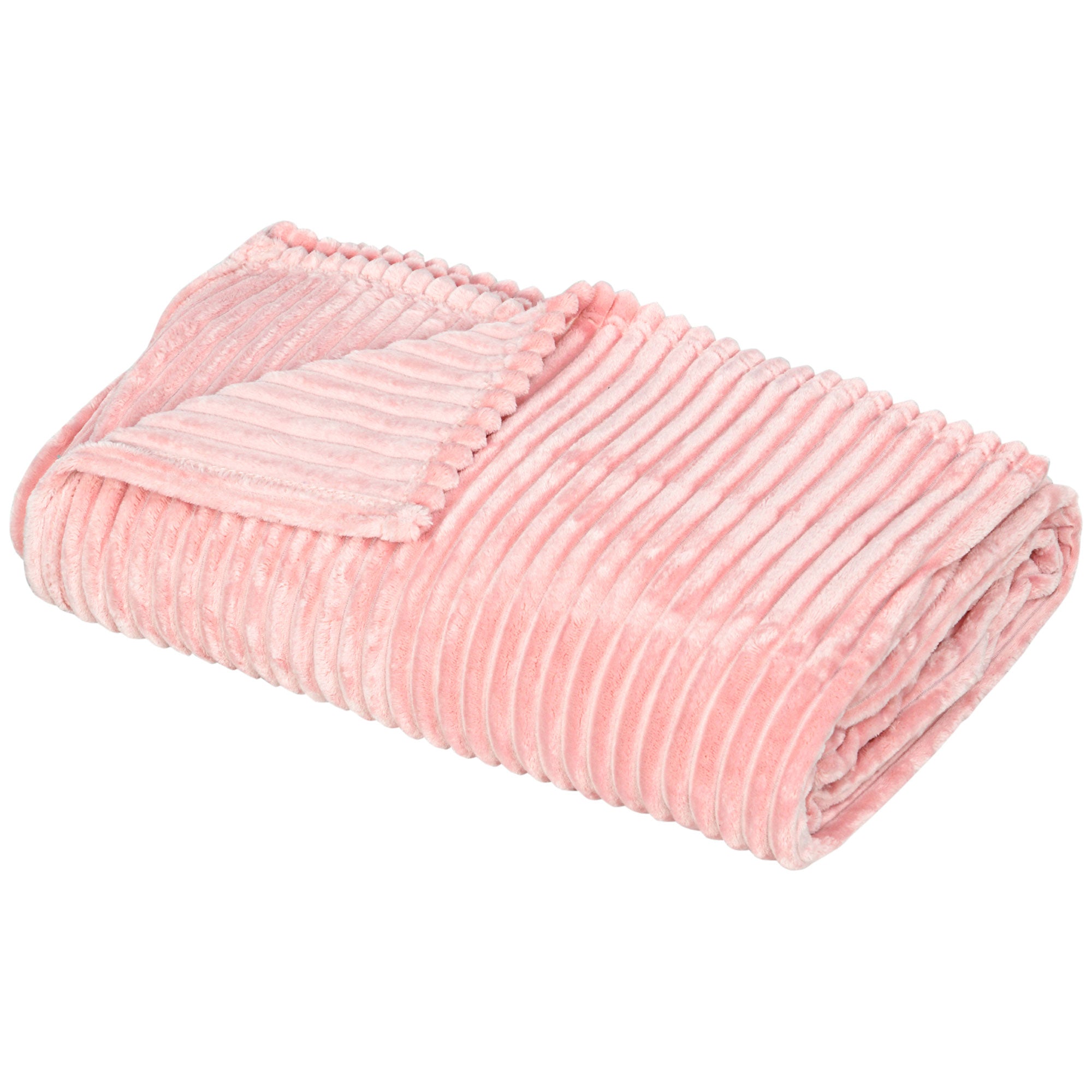 HOMCOM Flannel Fleece Blanket King Size Throw Blanket for Bed 230 x 230cm Pink  | TJ Hughes