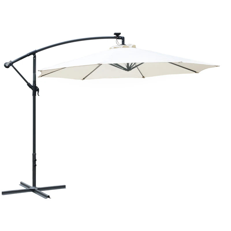 Outdoor Umbrella Parasol with LED Solar Lights - Cream - Oasis Outdoor  | TJ Hughes