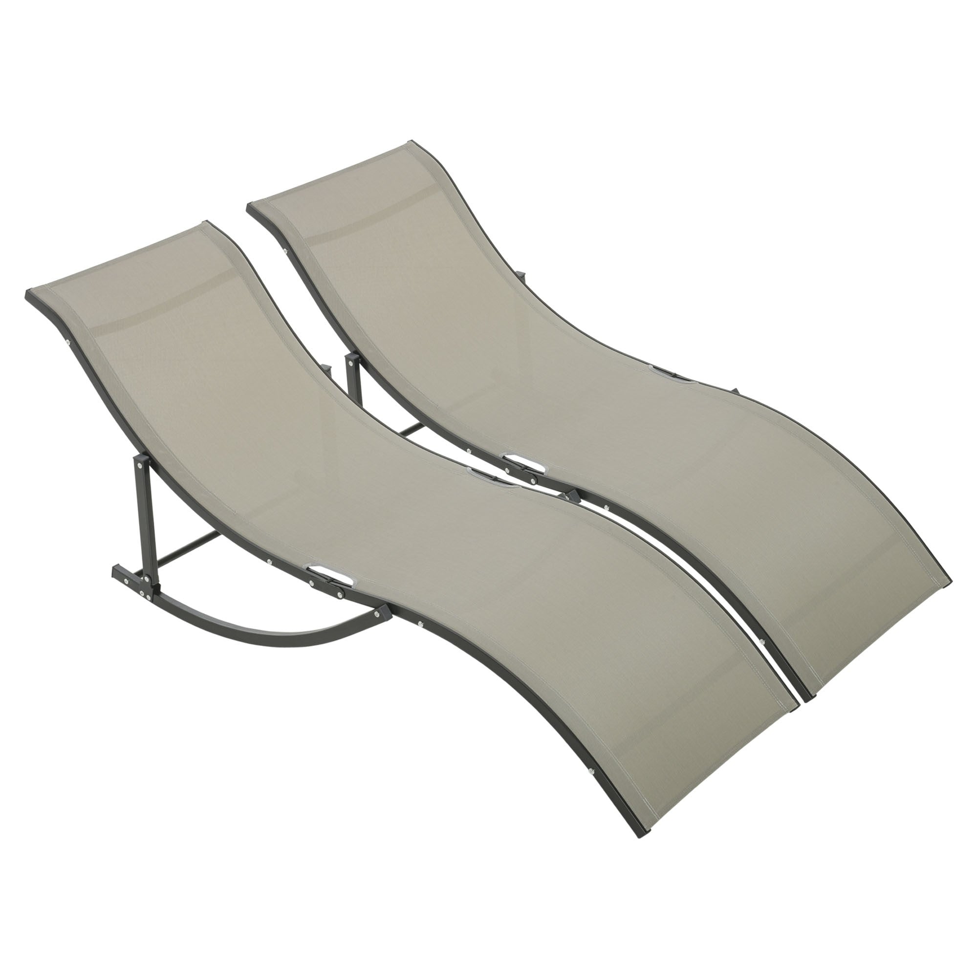 Outsunny Set of 2 Zero Gravity Lounge Chair Recliners Sun Lounger Khaki  | TJ Hughes