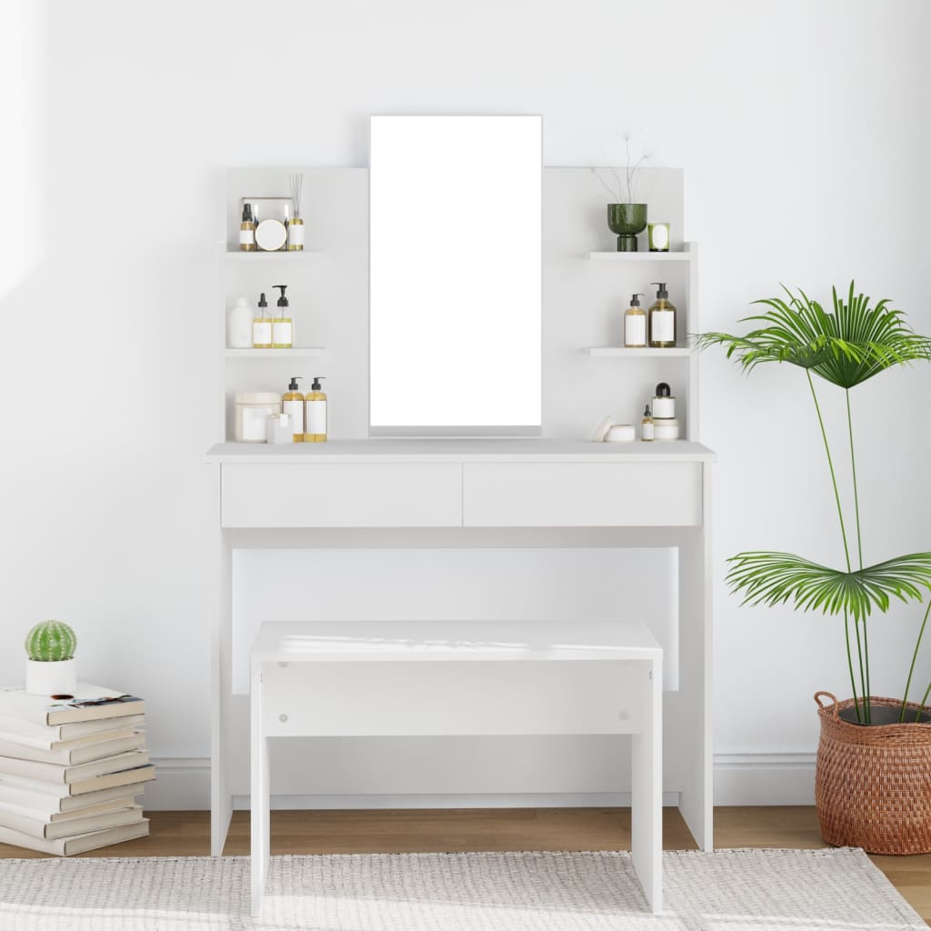 Kaptafel met spiegel 96x40x142 cm wit – Meester