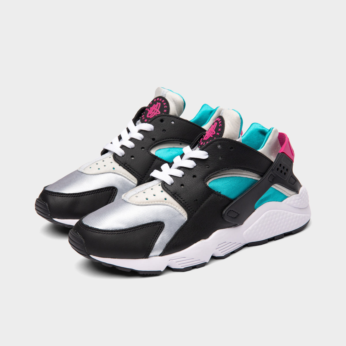pink blue black and white huaraches