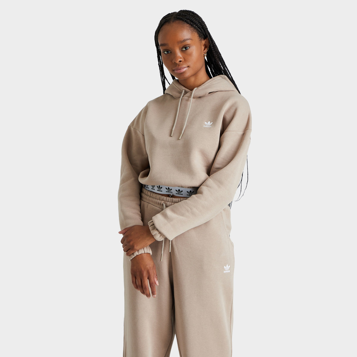 adidas Originals Women's Tape Cropped Pullover Hoodie / Trace Khaki | JD  Sports Canada