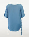 Merric Round V-neck Short Sleeve Drawstring Blouse