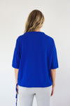 Larosela Short Sleeve Shoulder Lace Design Bottom Drawstring Shirt