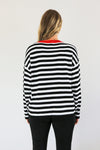 Merric Soft Black and White Striped Long Sleeve Formfitting Top