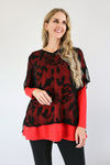 Larosela V-neck Long-length Chiffon Overlay Blouse