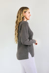 Merric Elastic Cuff Side-Slit Pullover Top