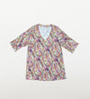 Larosela Damask Pattern V Neck Three Quater Sleeve Blouse