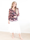 Merric V-Neck Bishop Sleeve Floral Print Blouse