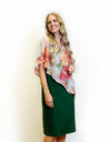 Merric Tiered Silky Midi Dress with Cape Sleeve