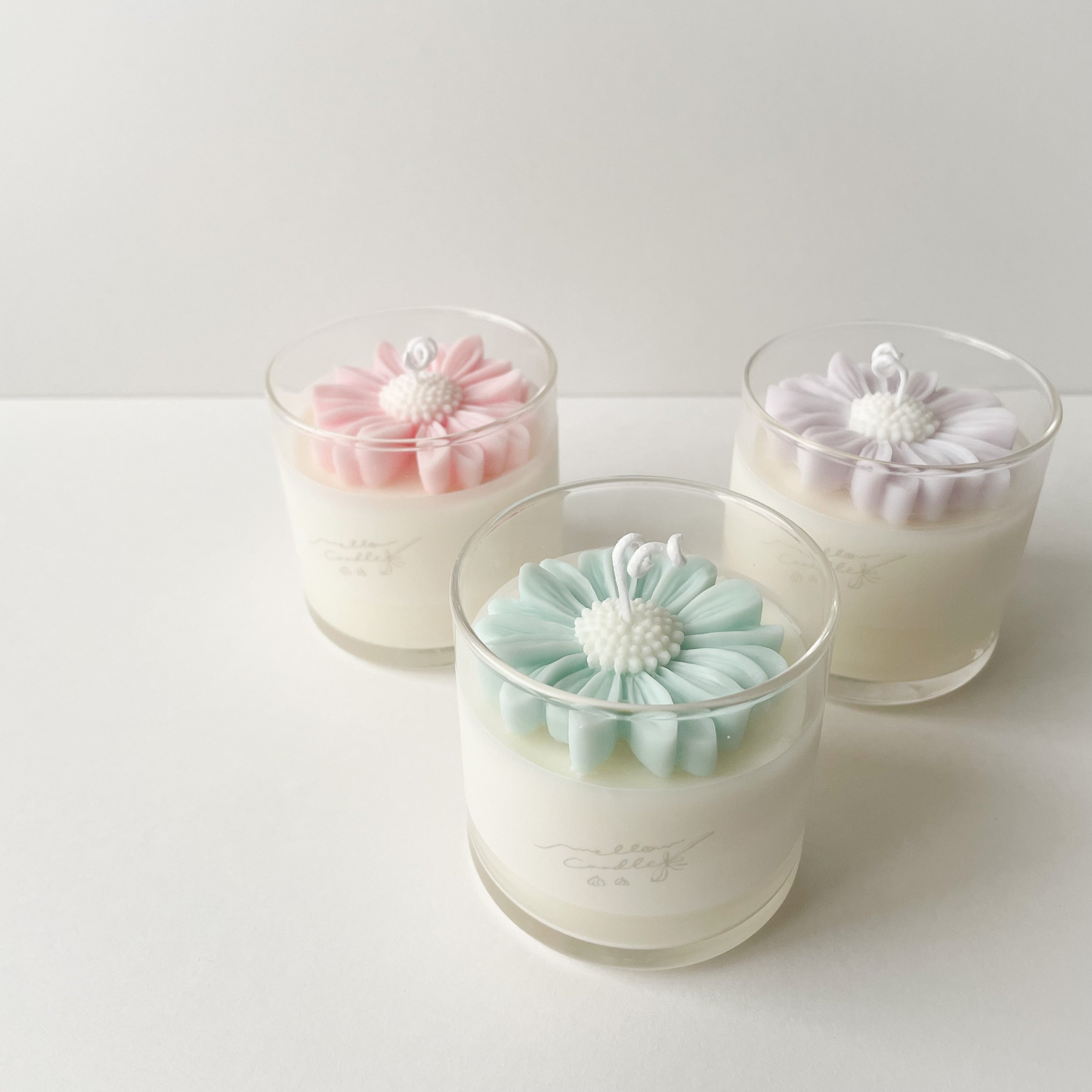 flower glass candle