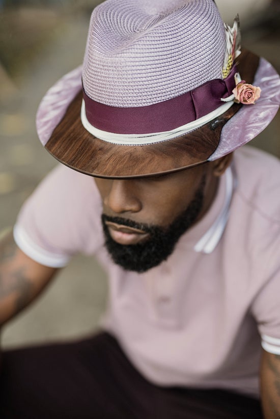 fedora hat with wood brim